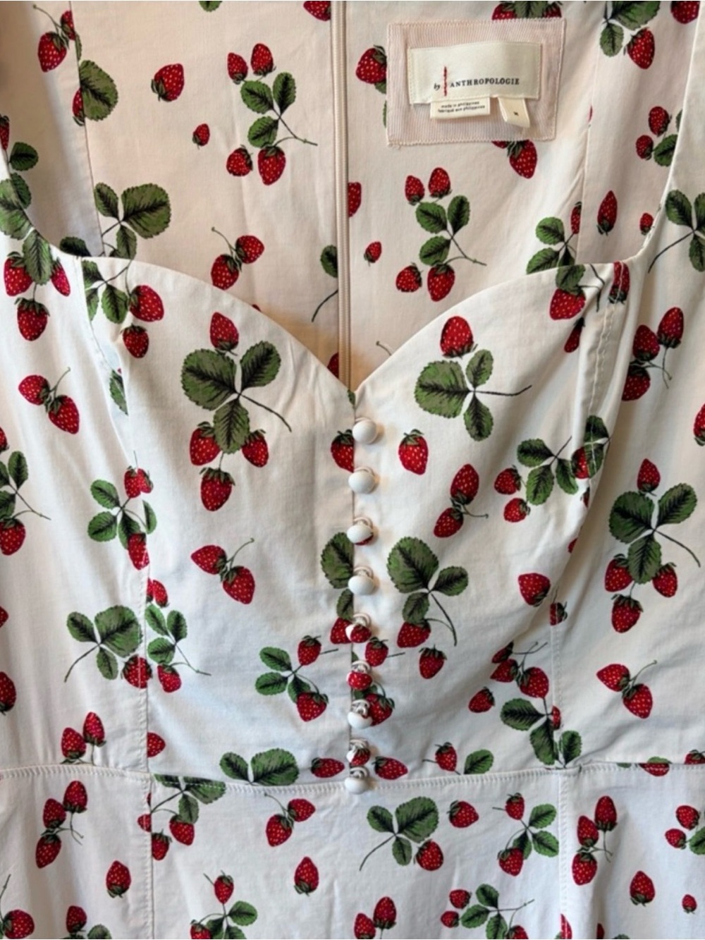 Anthropologie Midi Dress with strawberry print- size medium - Picture 6 of 10